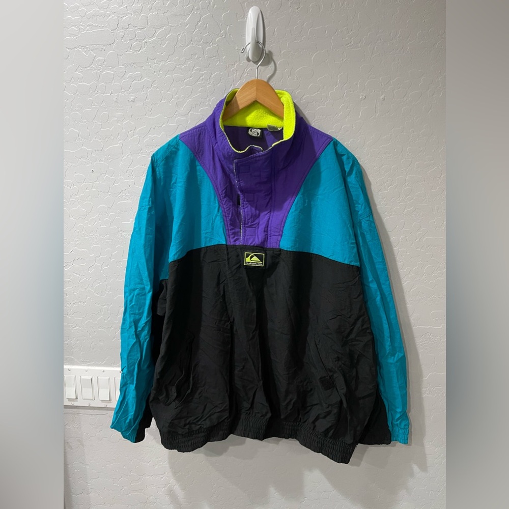 Vintage Quiksilver Tri-Color Block‎ Windbreaker Jacket Size Large